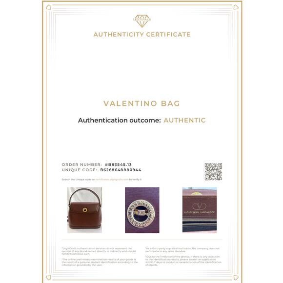 Vintage Valentino Garavani Embossed Leather Top Handle Crossbody Bag Brown Gold - Picture 13 of 13